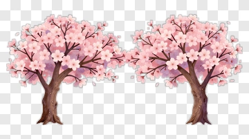 Colorful Cherry Blossom Trees PNG