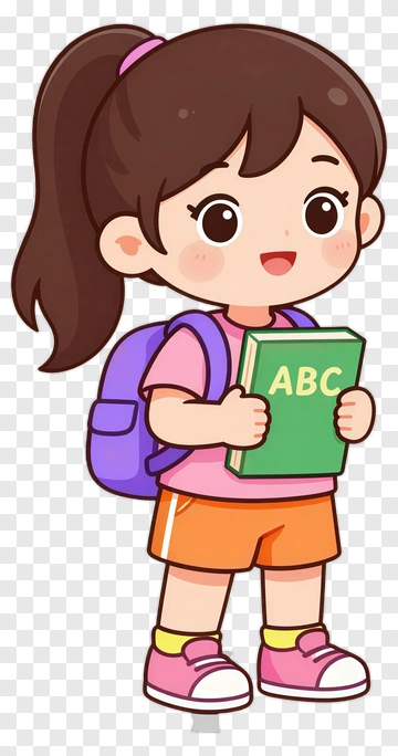 Cartoon Girl Holding Abc Book PNG