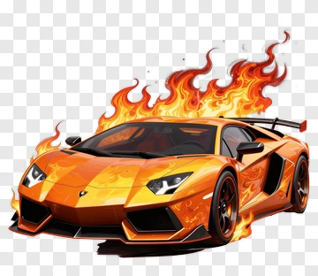 Flaming Orange Sports Car PNG