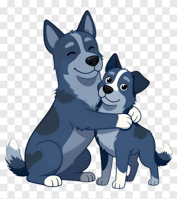 Cartoon Dogs Embracing Each Other PNG