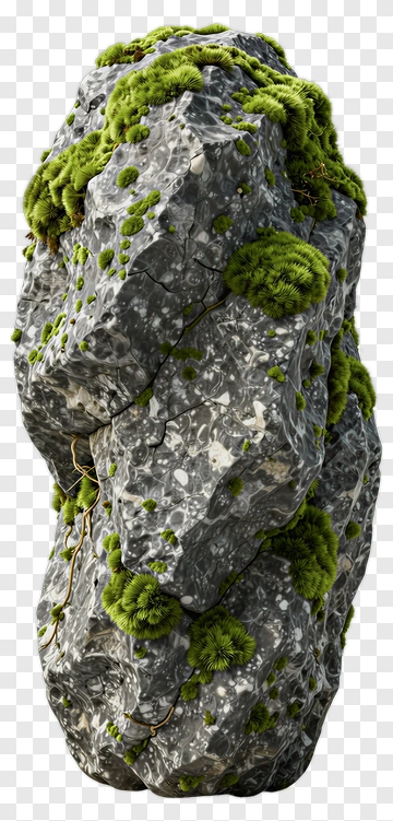 Rock Covered With Green Moss PNG