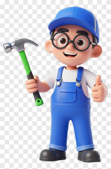 Cartoon Boy Holding A Hammer PNG