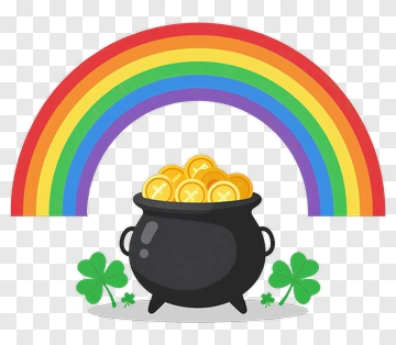 Pot Of Gold Under A Rainbow PNG