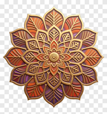 Colorful Mandala Design With Leaf Patterns PNG
