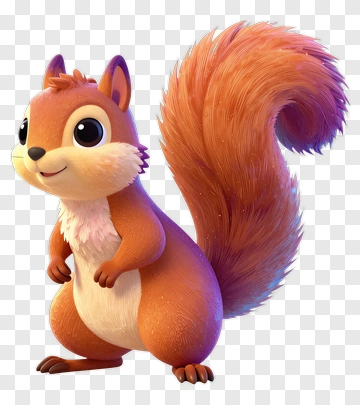 Cartoon Squirrel With A Bushy Tail PNG