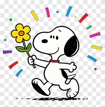 Cartoon Dog Holding A Flower PNG