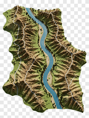 Topographic Map Of A River Valley PNG