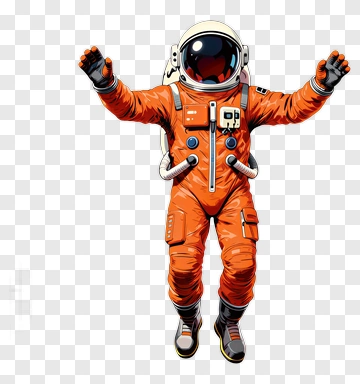Cartoon Astronaut In An Orange Space Suit PNG
