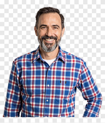 Smiling Man In A Checkered Shirt PNG