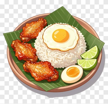 Delicious Chicken Rice With Egg And Lime PNG