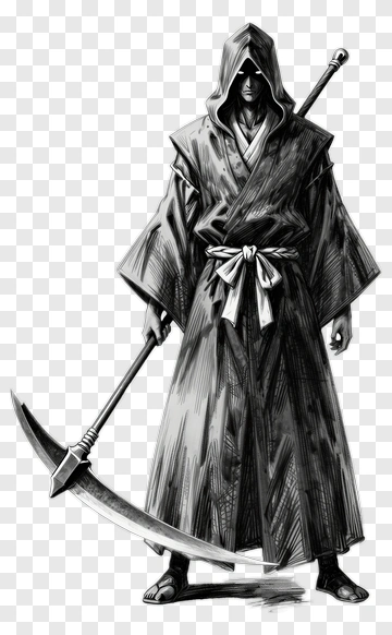 Mysterious Figure Holding A Scythe PNG