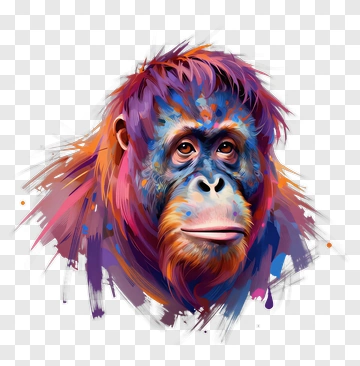 Colorful Portrait Of An Orangutan PNG