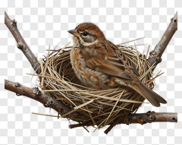 Bird Sitting In A Nest PNG