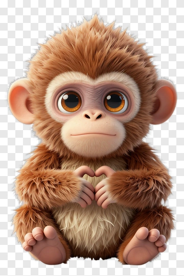 Cute Cartoon Monkey Holding Hands PNG