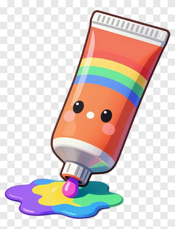 Cartoon Paint Tube With Colorful Paint PNG