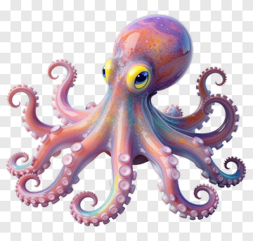 Colorful 3D Octopus PNG