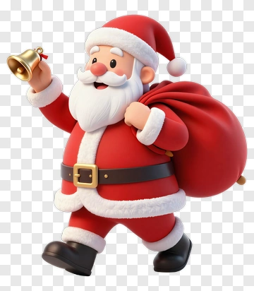 Cartoon Santa Claus Holding A Bell PNG