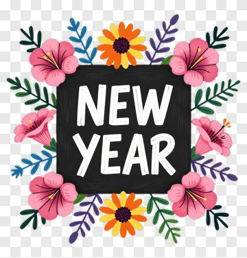 New Year Floral Design PNG