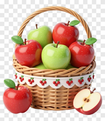 Basket Of Colorful Apples PNG