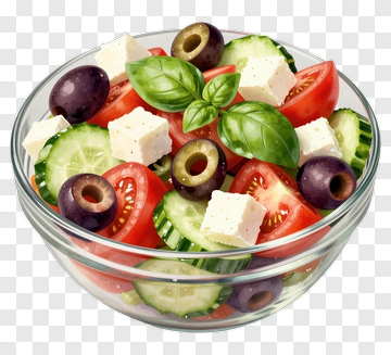 Fresh Salad With Tomatoes, Cucumbers, And Olives PNG