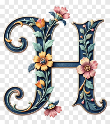 Floral Letter H Design PNG