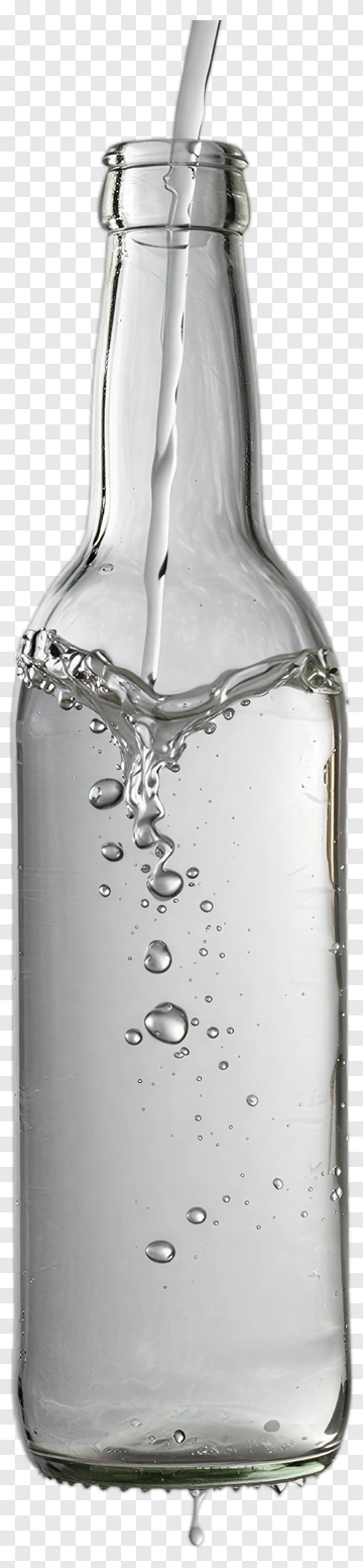 Clear Glass Bottle With Water Pouring PNG