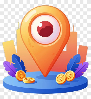 Colorful Location Pin With Dollar Coins PNG