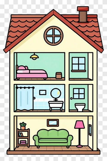 Cartoon House Interior Design PNG