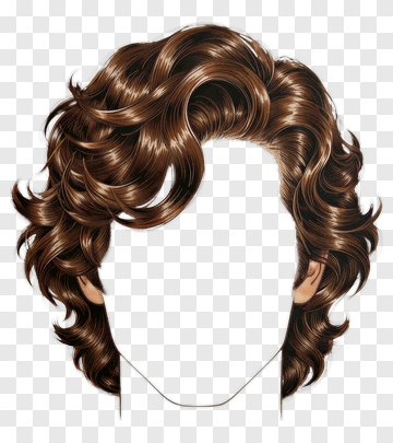 Curly Brown Hair Design PNG