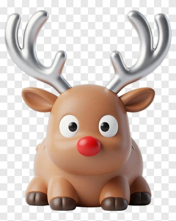 Cartoon Reindeer With Red Nose PNG