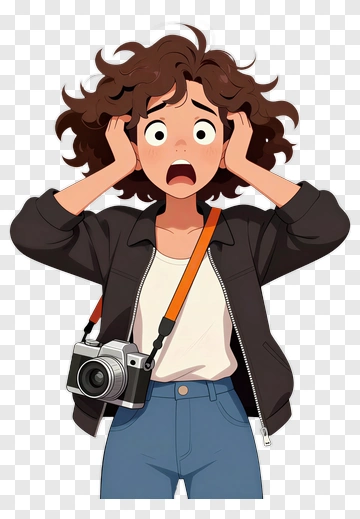 Surprised Girl Holding A Camera PNG