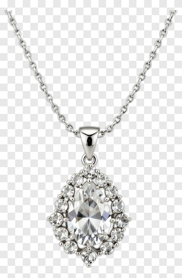Silver Pendant Necklace With Oval Gemstone PNG