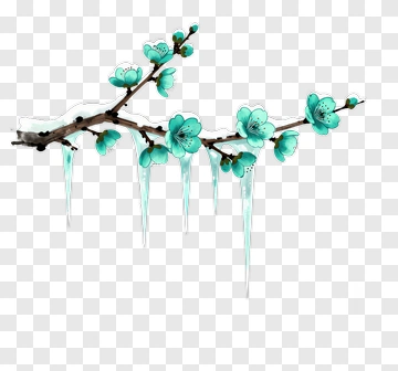 Blooming Branch With Icicles PNG