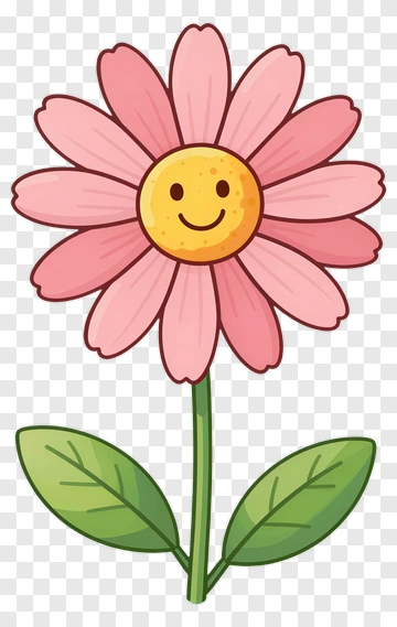 Cartoon Flower With A Smiling Face PNG