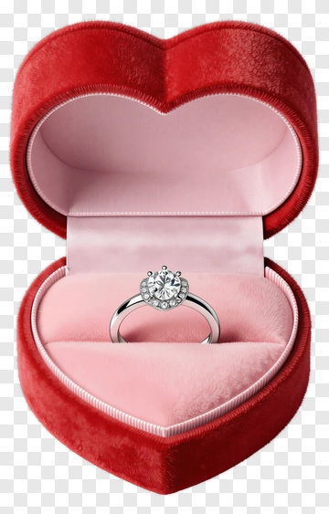 Heart-Shaped Jewelry Box With Engagement Ring PNG