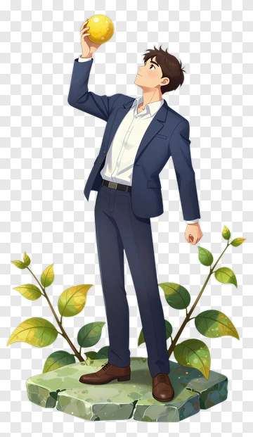 Businessman Holding A Yellow Fruit PNG