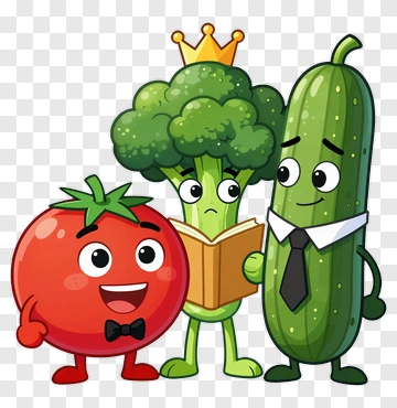 Cartoon Vegetables Reading A Book PNG