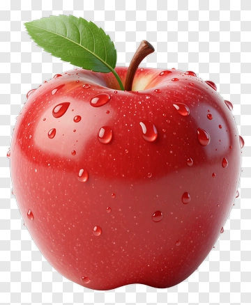 Red Apple With Water Droplets PNG