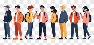 Diverse Group Of Students Standing In Line PNG
