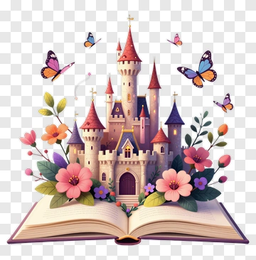 Fantasy Castle On An Open Storybook PNG