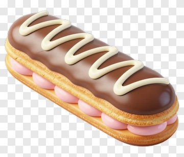 Chocolate Eclair With Pink Cream Filling PNG