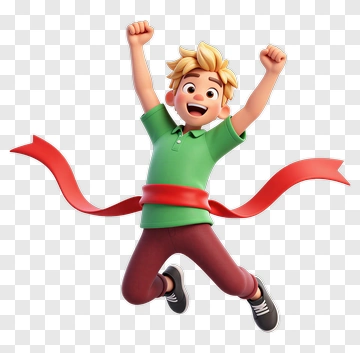 Cartoon Boy Celebrating With A Red Ribbon PNG