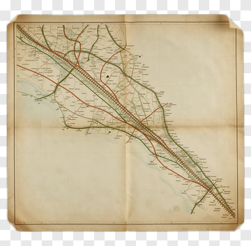 Vintage Railroad Map PNG
