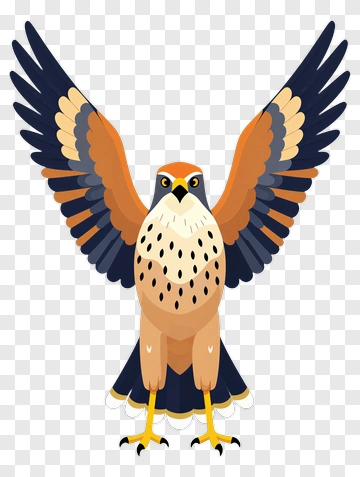 Cartoon Falcon With Outstretched Wings PNG