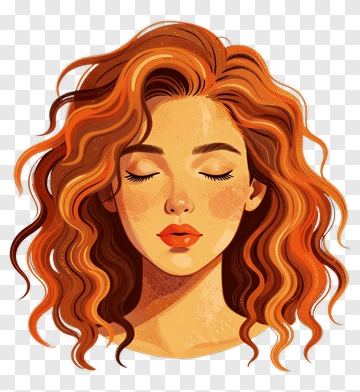 Stylish Woman With Wavy Red Hair PNG