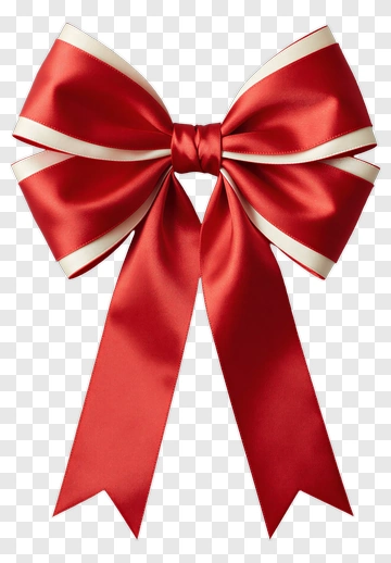 Red Ribbon Bow With White Accents PNG