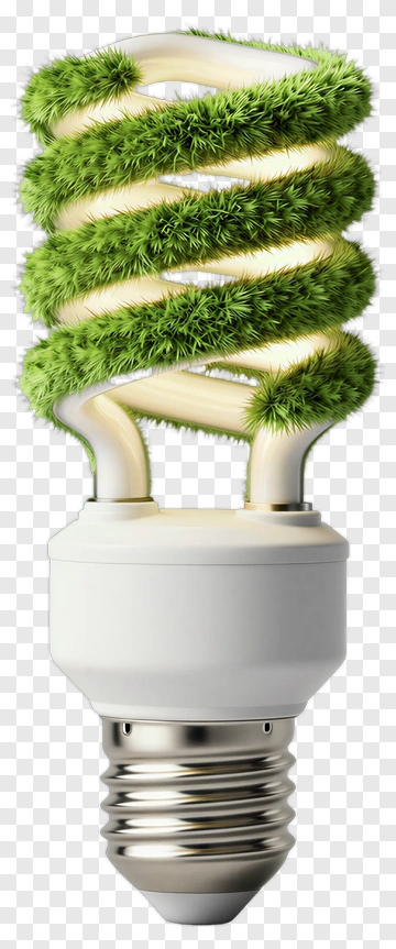 Energy Saving Light Bulb With Grass Design PNG