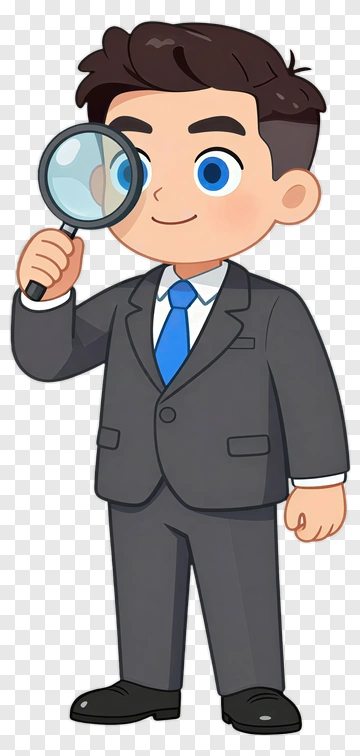 Cartoon Detective Holding A Magnifying Glass PNG