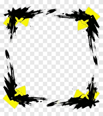 Black And Yellow Brush Stroke Frame PNG