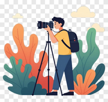 Photographer Taking Pictures In A Colorful Environment PNG